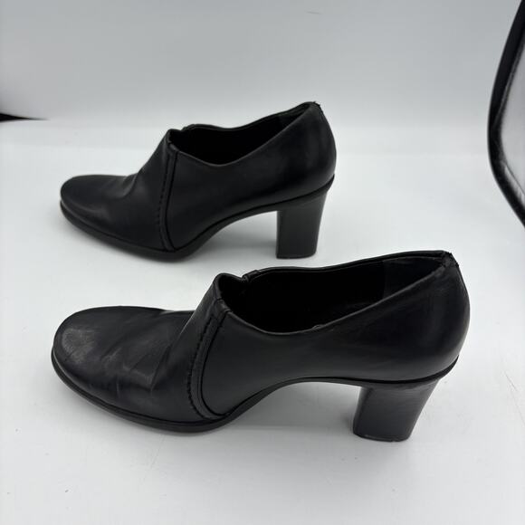 Franco Sarto Shoes Womens Size 6 M Black Chunky Heel Loafers Work - Picture 9 of 11